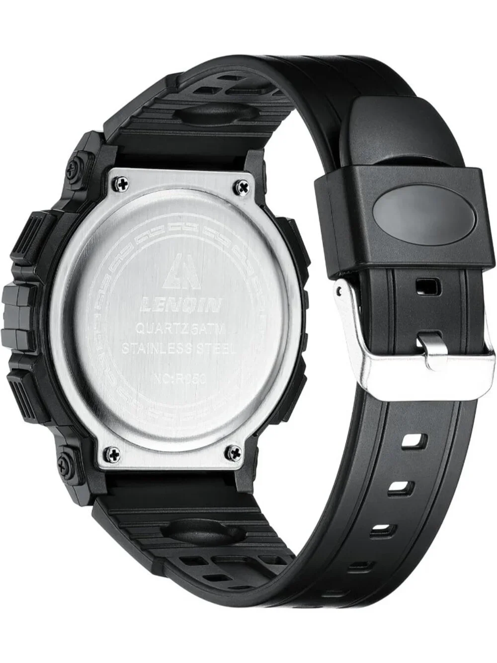 Men's Black And Red Analog Quartz Waterproof Tactical Digital Alarm Wrist Watch
